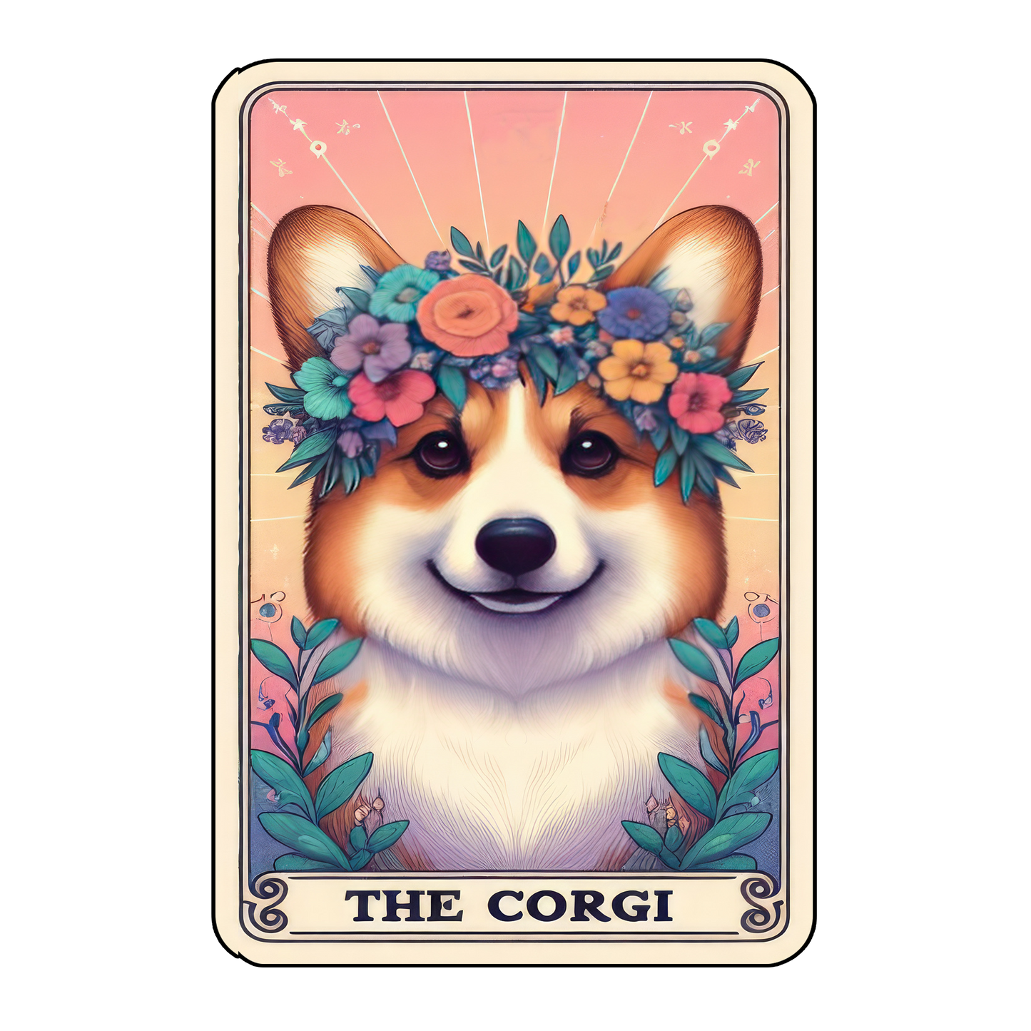 Pup Tarot Glittered 2.5x3.5 Flat Fridge Magnet, Locker Magnet