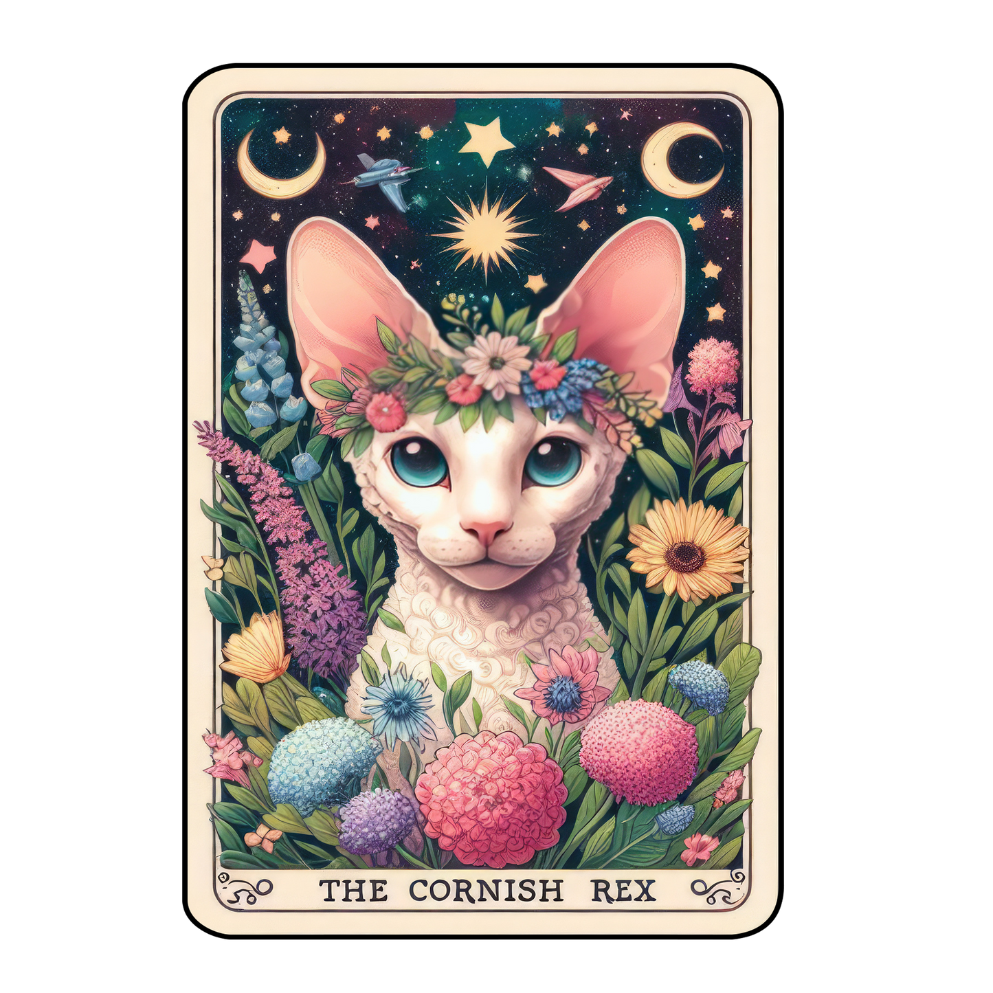 Kitty Tarot Glittered 2.5x3.5 Flat Fridge Magnet, Locker Magnet