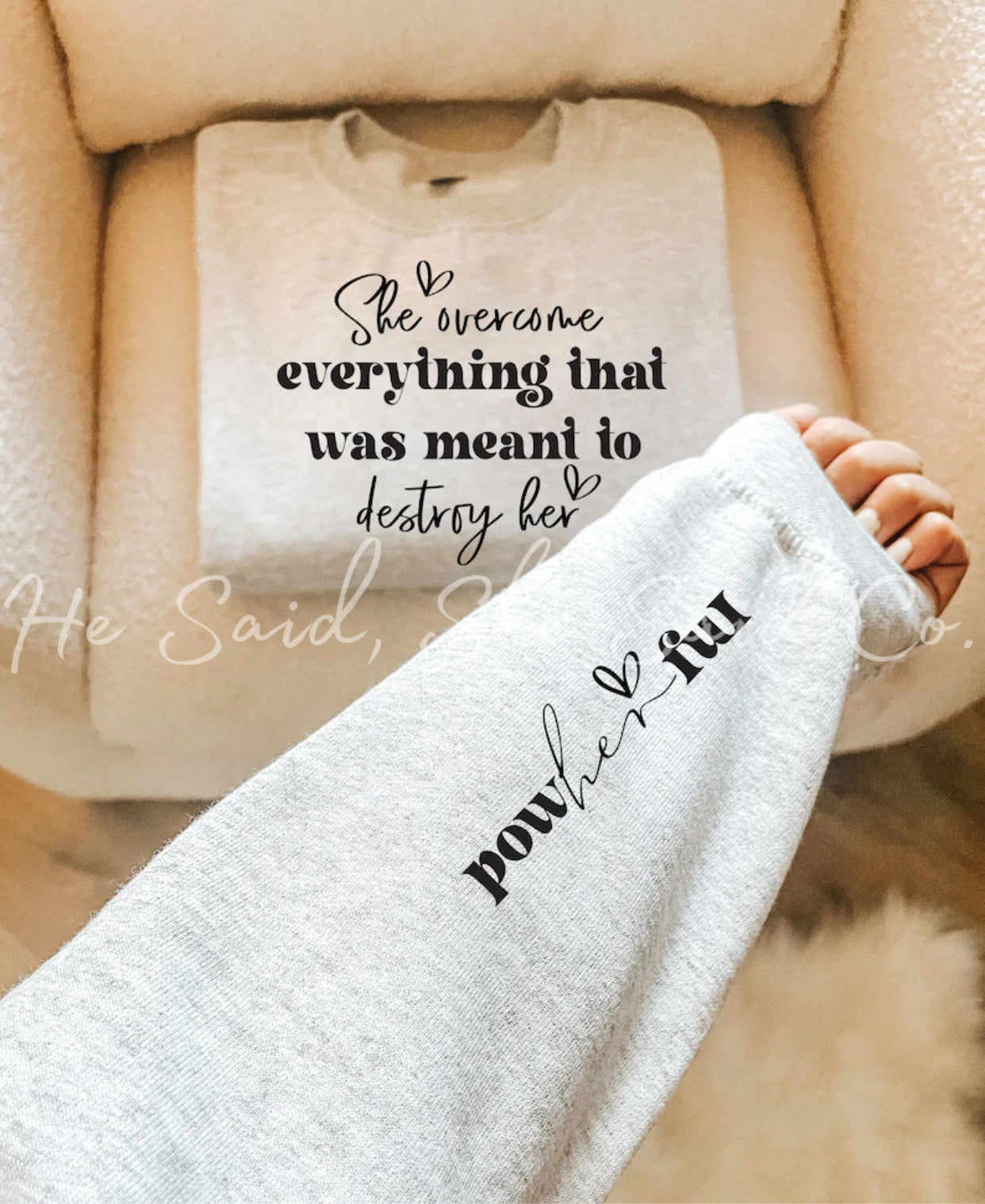 PowHERful Motivational Sleeve Sweatshirt