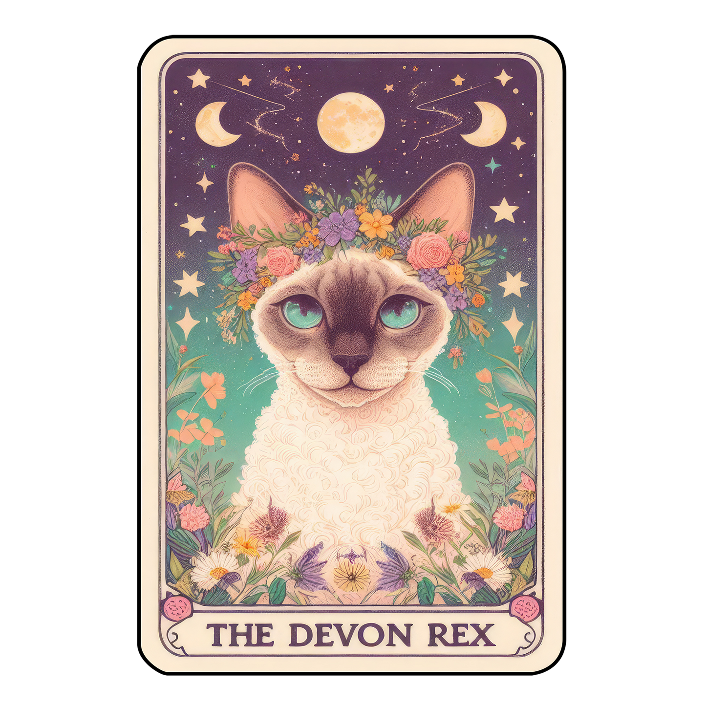 Kitty Tarot Glittered 2.5x3.5 Flat Fridge Magnet, Locker Magnet