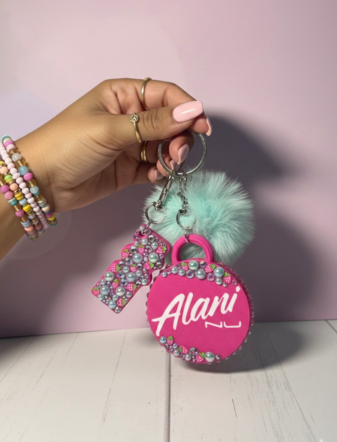 Pink Slush Flavor Inspo Blingy Nail Saver Can Popper/Lid Combo Keychain