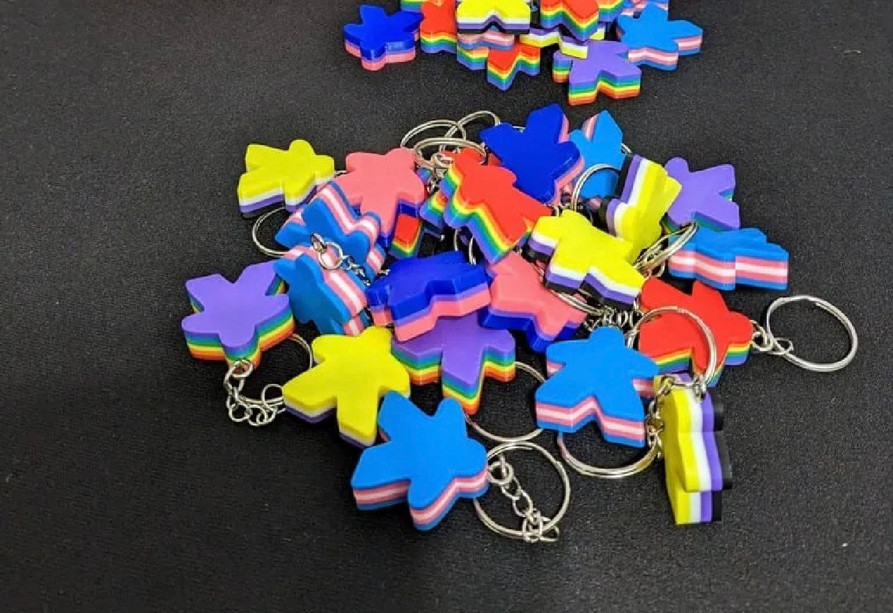 Pride Flag Meeple Keychains