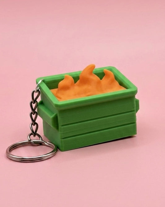 Dumpster Fire Clicker Fidget Keychain – Funny Stress Relief Toy