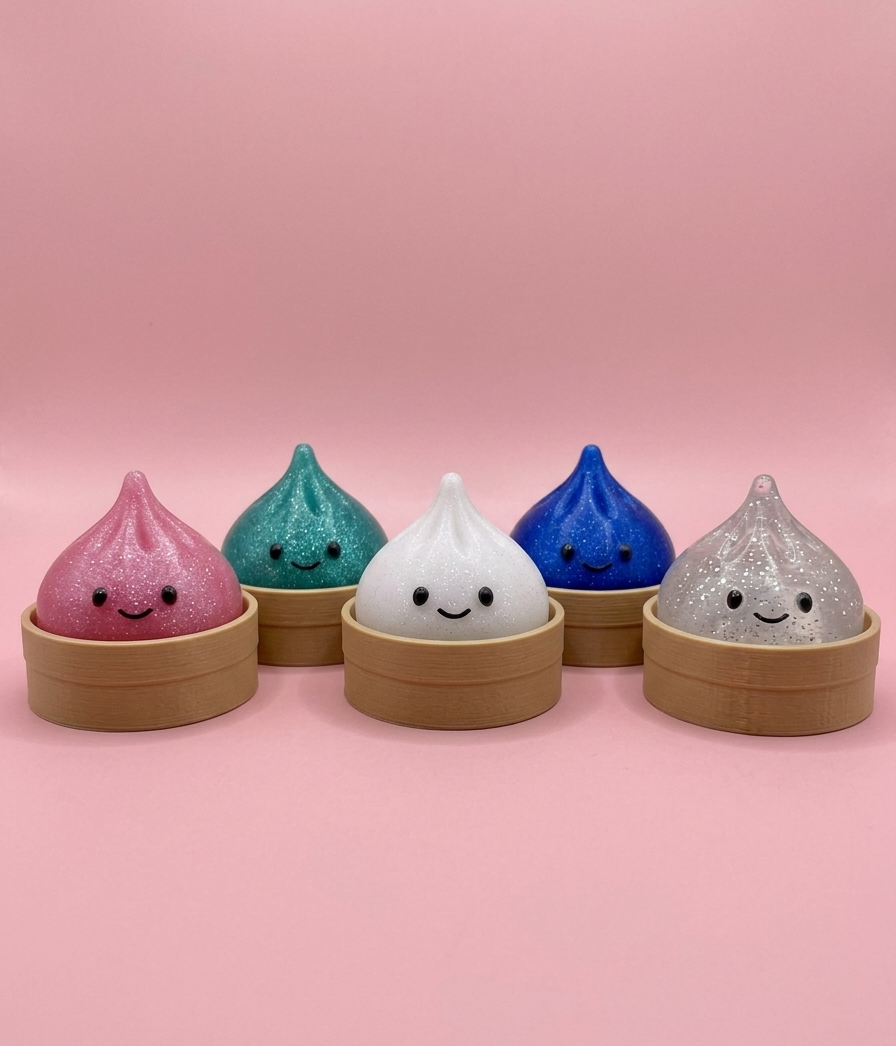 Glitter Mini Dumpling Clicker Fidget Keychain