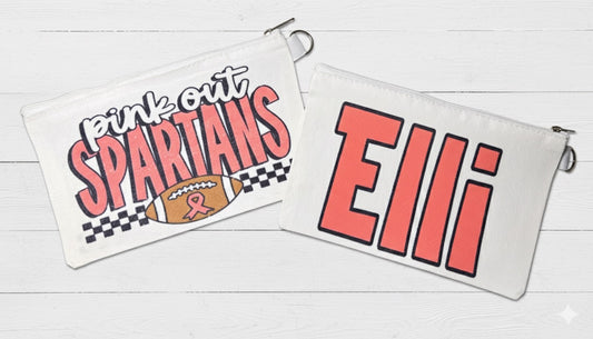 Pink Out Style Personalized Sublimated Canvas Pouch, Cheer, Football, Basketball