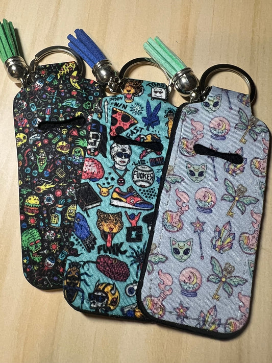 Chapstick/Lighter Holder Keychain Trippy Art