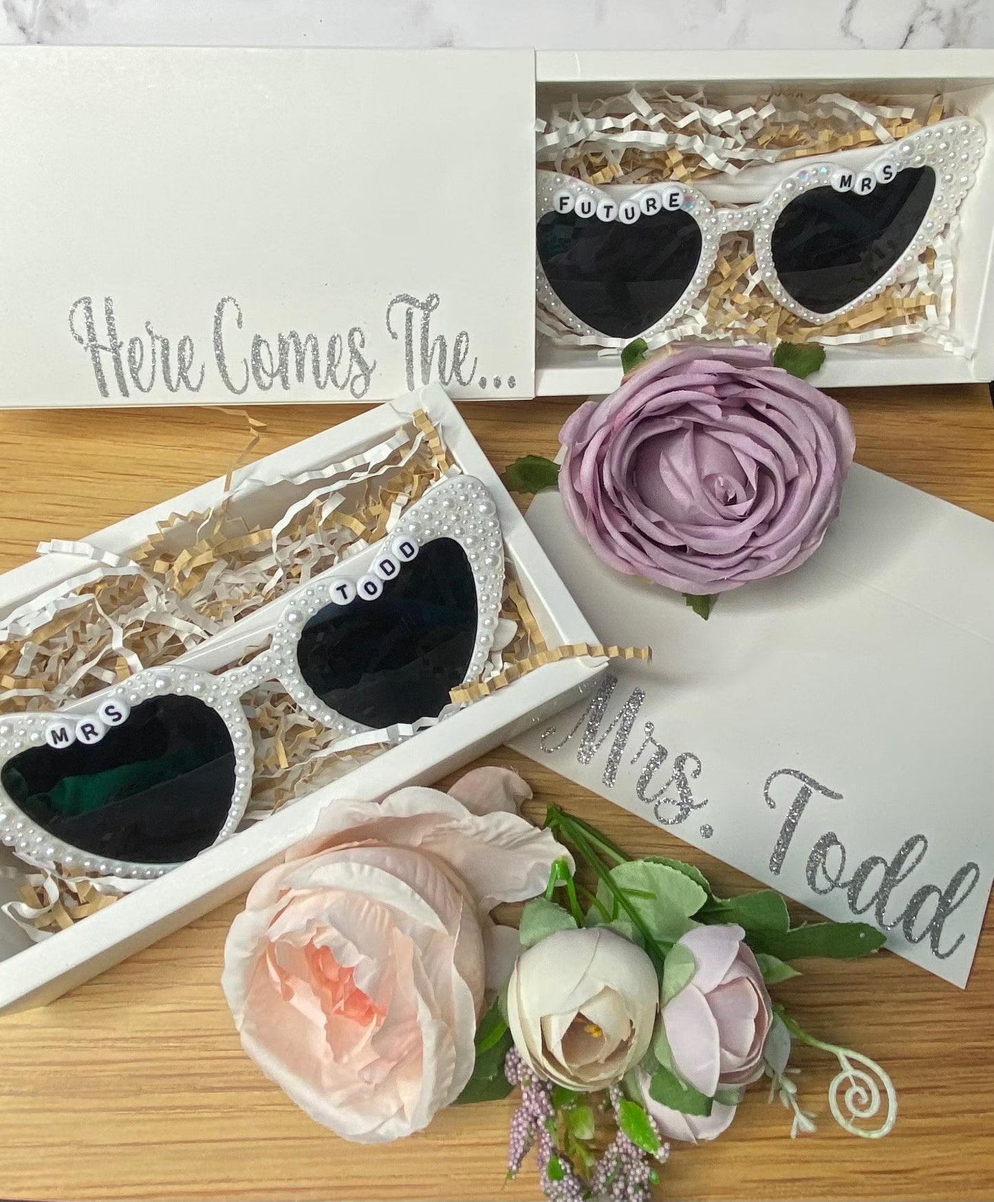 Customized Bride Heart Sunglasses Rhinestone, Bling Bride To Be Sunglasses, Pearl Sunglasses Bride, Wedding Accessories,(Free Gift Box)