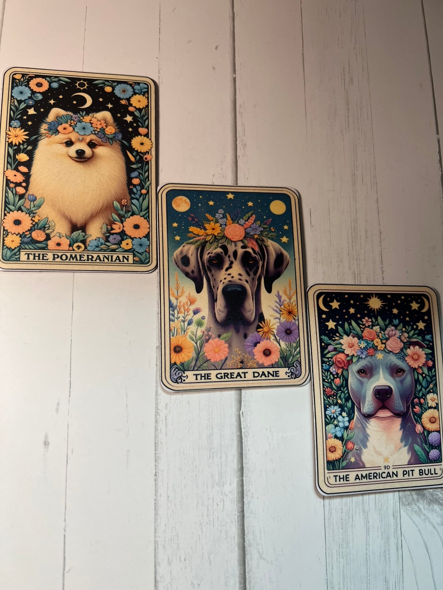 Pup Tarot Glittered 2.5x3.5 Flat Fridge Magnet, Locker Magnet