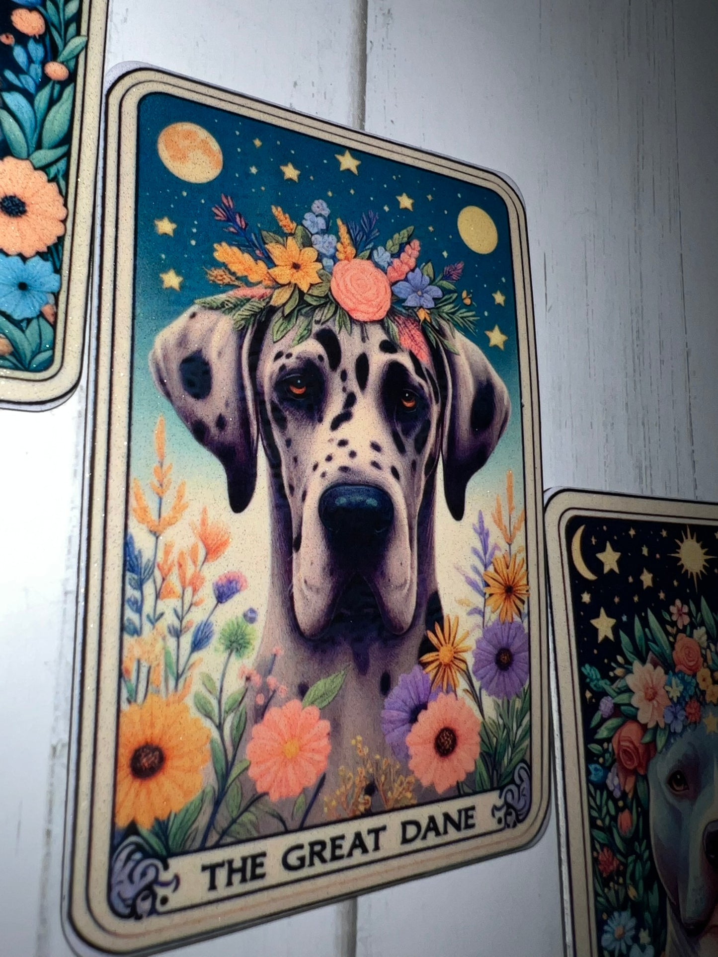 Pup Tarot Glittered 2.5x3.5 Flat Fridge Magnet, Locker Magnet