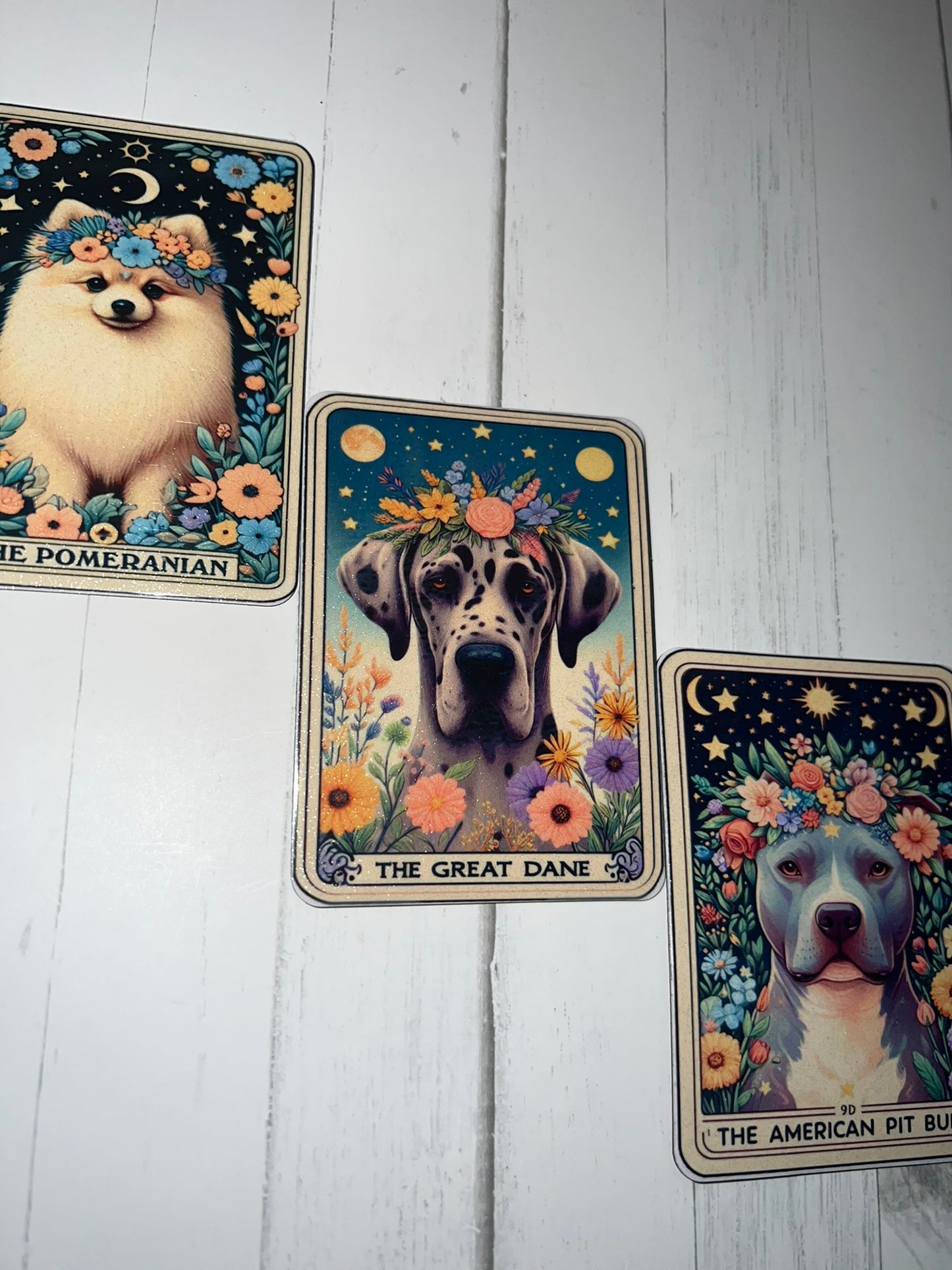 Pup Tarot Glittered 2.5x3.5 Flat Fridge Magnet, Locker Magnet