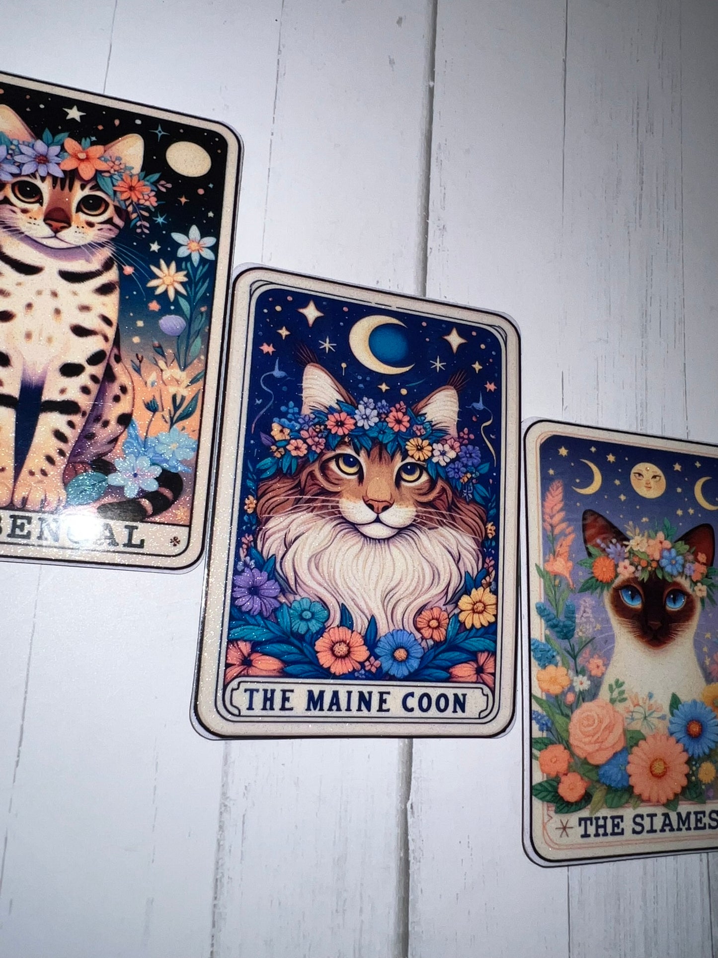 Kitty Tarot Glittered 2.5x3.5 Flat Fridge Magnet, Locker Magnet
