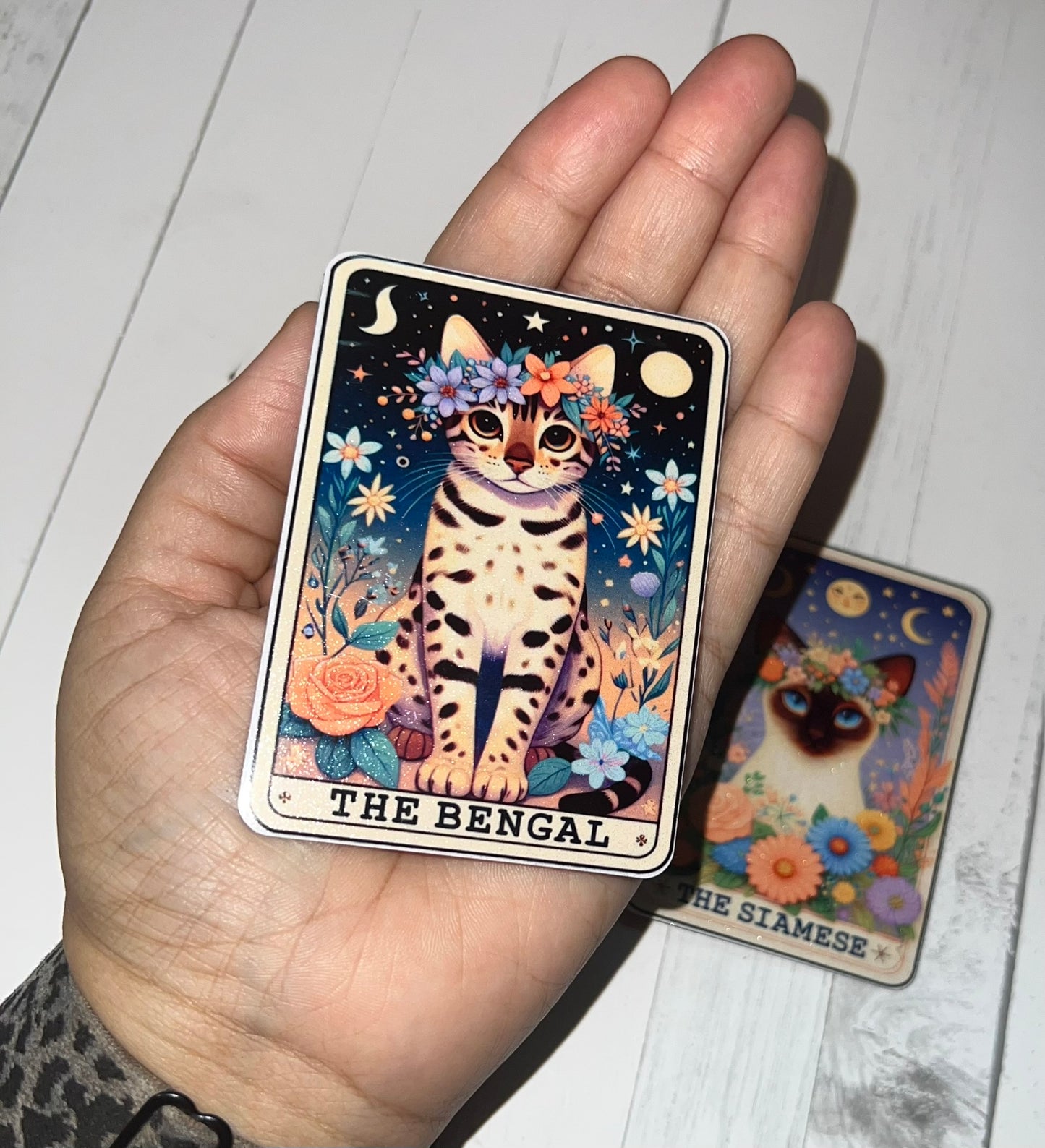 Kitty Tarot Glittered 2.5x3.5 Flat Fridge Magnet, Locker Magnet