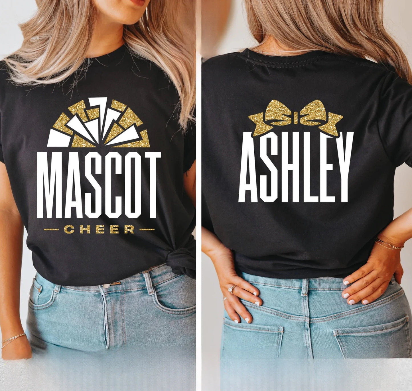Personalized Glitter Cheer Shirt | Cheer Tshirts | Cheerleading Mom Shirts | Cheerleader Gift | Glitter Megaphone Shirt | Gildan Adult Youth Unisex Tee