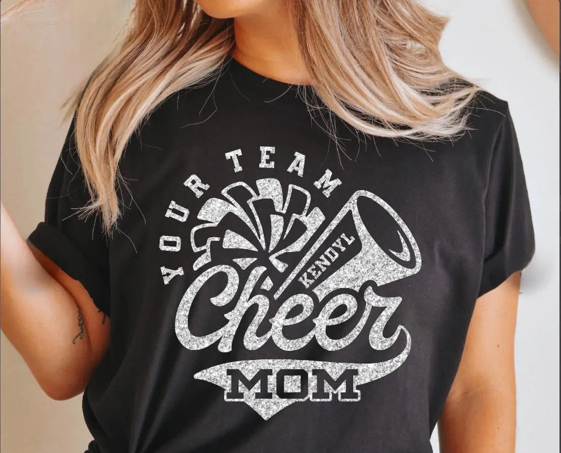 Personalized Glitter Cheer Shirt | Cheer Tshirts | Cheerleading Mom Shirts | Cheerleader Gift | Glitter Megaphone Shirt | Gildan Adult Youth Unisex Tee