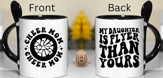 Cheer Mom Funny Mug w/Spoon, Sarcastic Cup