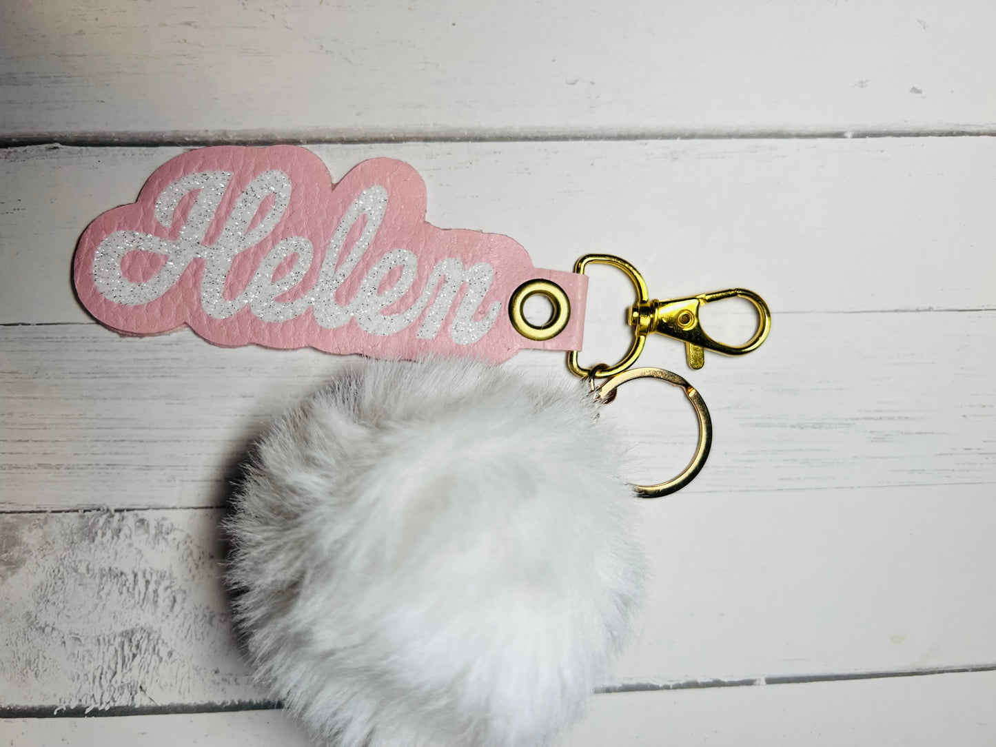 Custom Faux Leather Keychain with Matching Pom Pom – The Perfect Personalized Holiday/Christmas Gift!