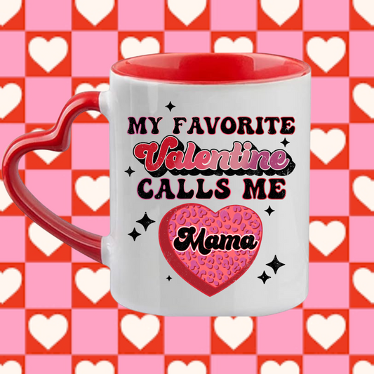 My Favorite Valentine Red Heart Handle Mug 2024 Valentine’s Day