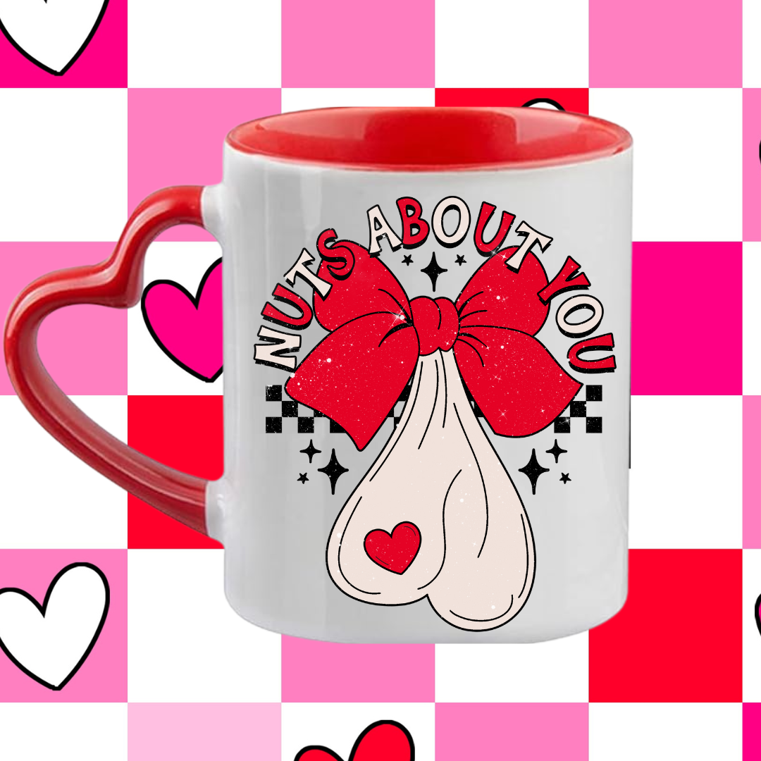 Nuts About You Red Heart Handle Mug 2024 Valentine’s Day