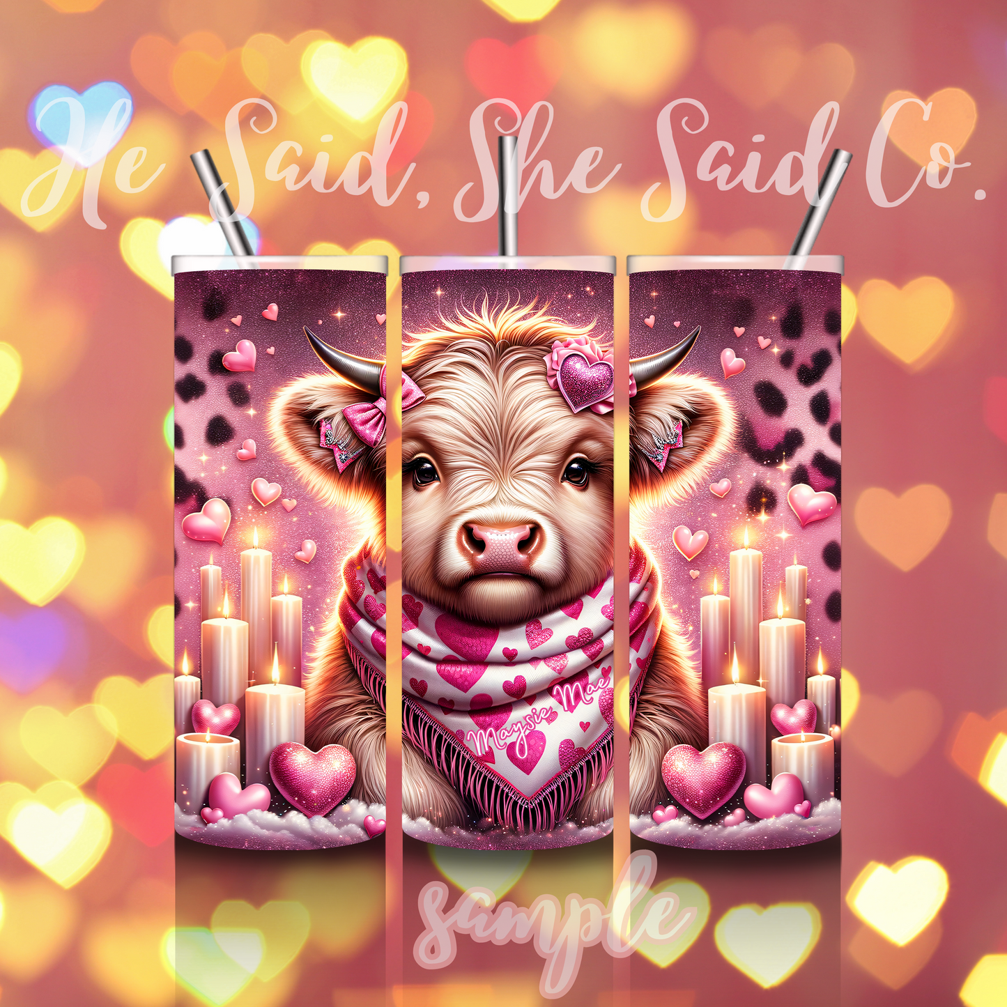 Highland Baby Cow Valentine’s Personalized Tumbler