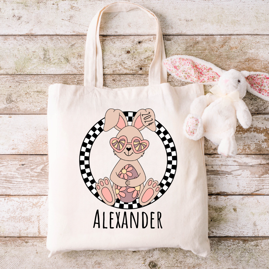 Personalized Easter 2024 Cool Bunny Egg Tote