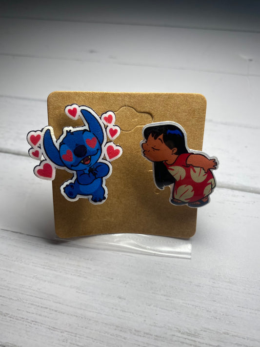 Valentine's Day Lilo and Stitch Kissy Character Croc Charms Set