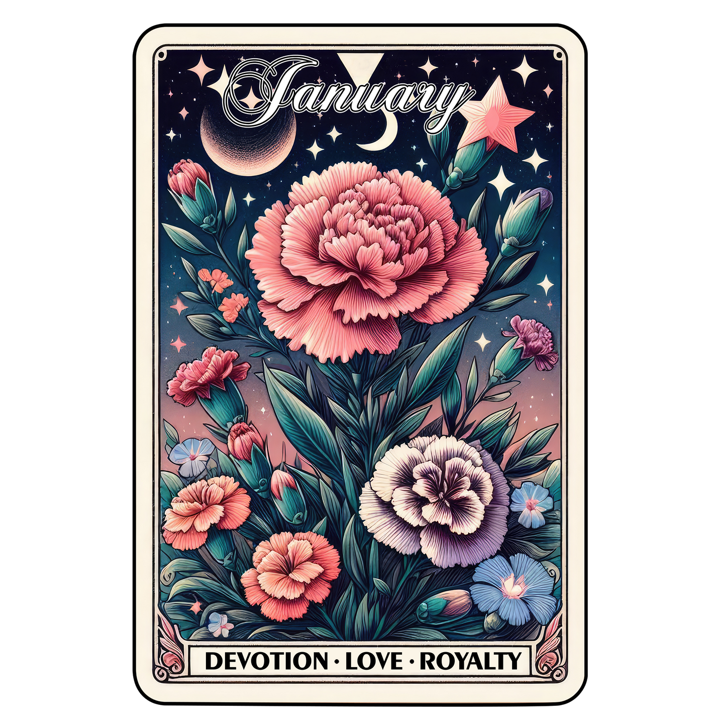 Birth Month Flower Tarot Glittered 2.5x3.5 Flat Fridge Magnet, Locker Magnet