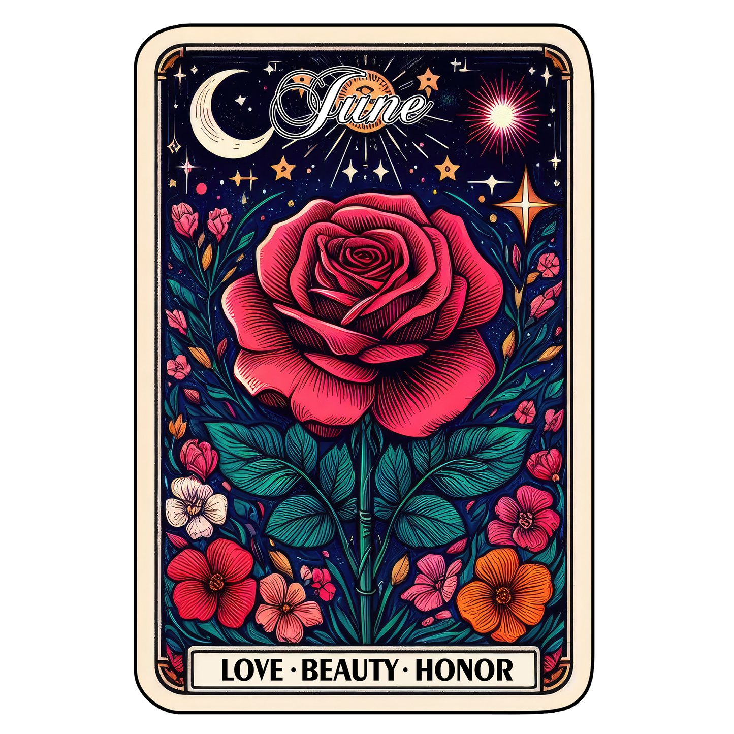 Birth Month Flower Tarot Glittered 2.5x3.5 Flat Fridge Magnet, Locker Magnet
