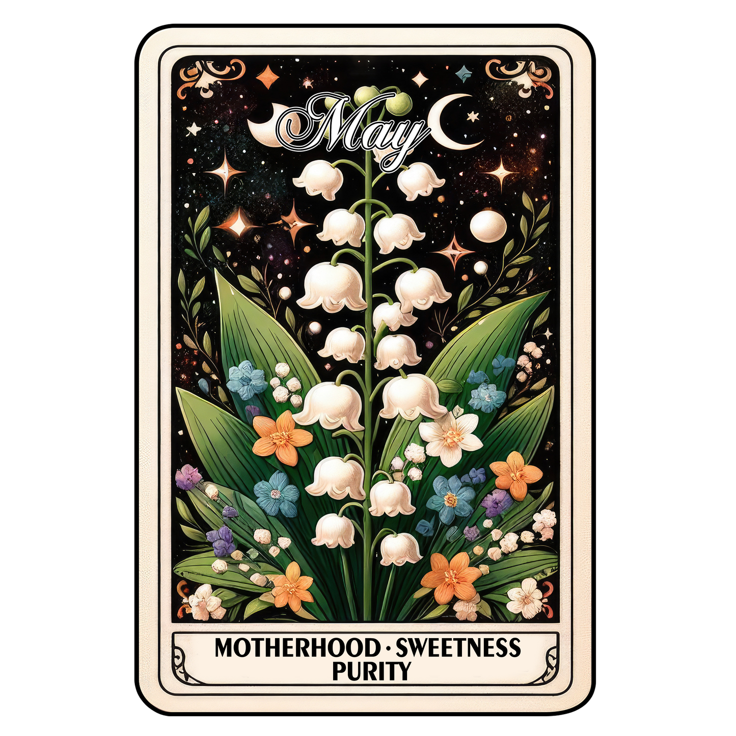 Birth Month Flower Tarot Glittered 2.5x3.5 Flat Fridge Magnet, Locker Magnet