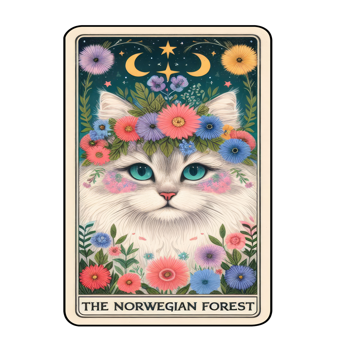 Kitty Tarot Glittered 2.5x3.5 Flat Fridge Magnet, Locker Magnet