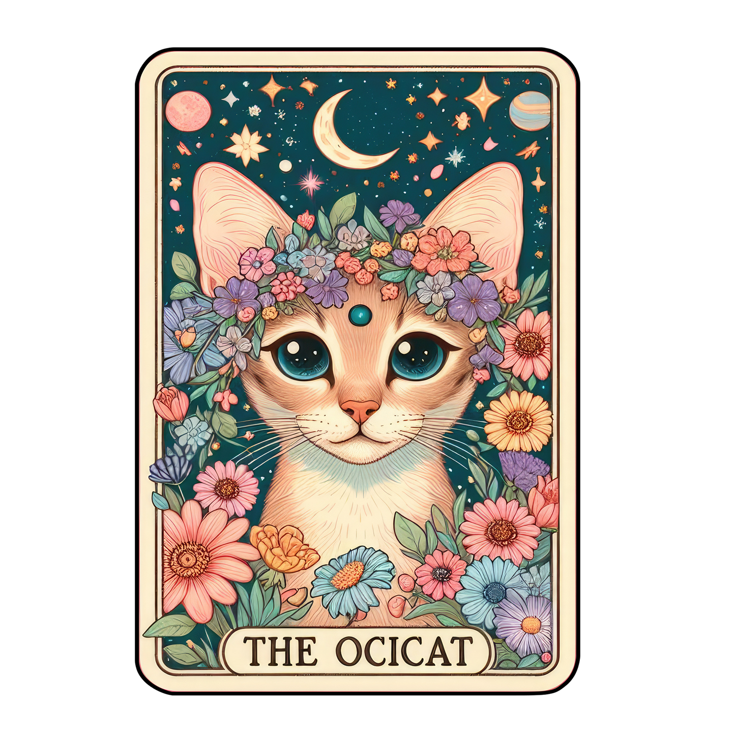 Kitty Tarot Glittered 2.5x3.5 Flat Fridge Magnet, Locker Magnet