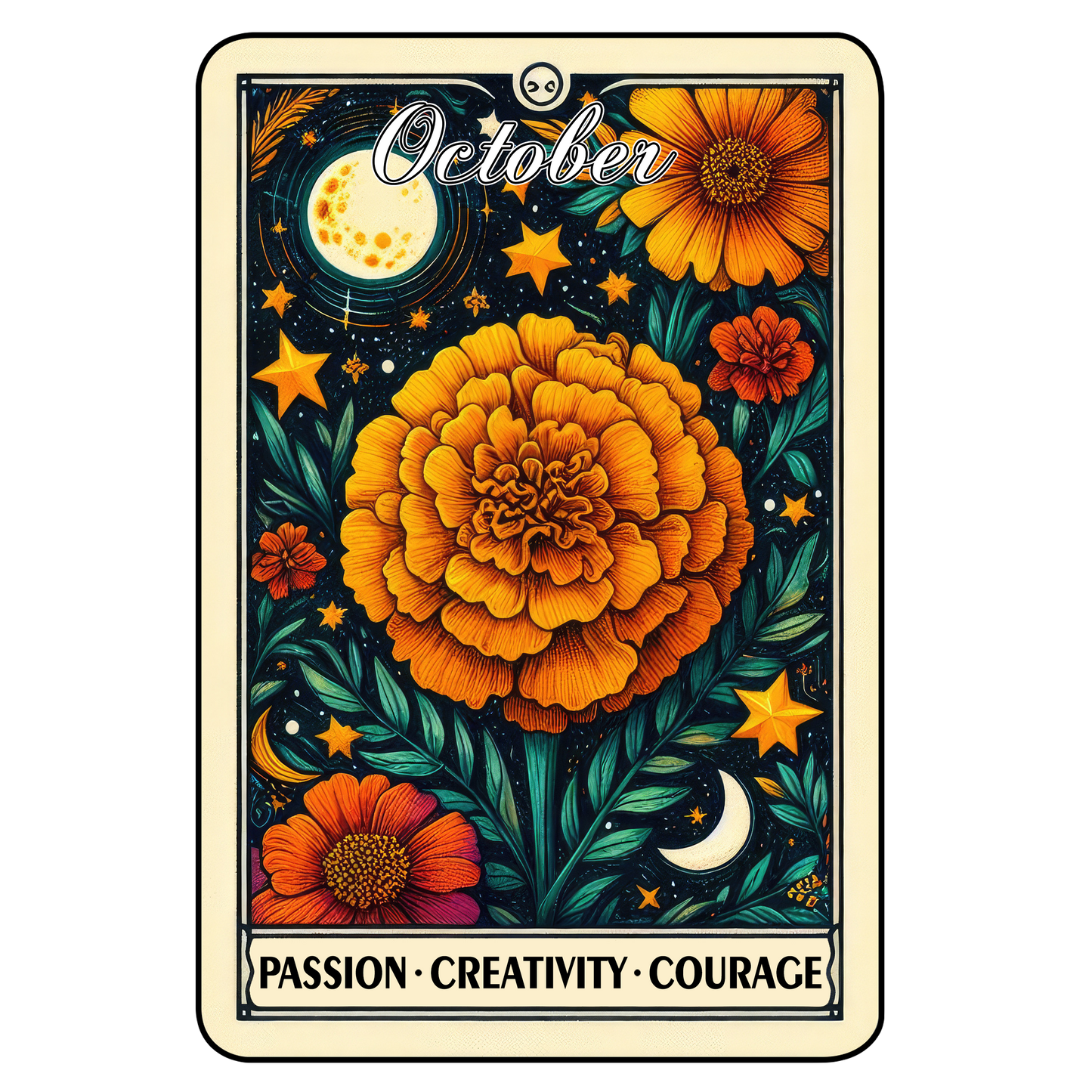 Birth Month Flower Tarot Glittered 2.5x3.5 Flat Fridge Magnet, Locker Magnet