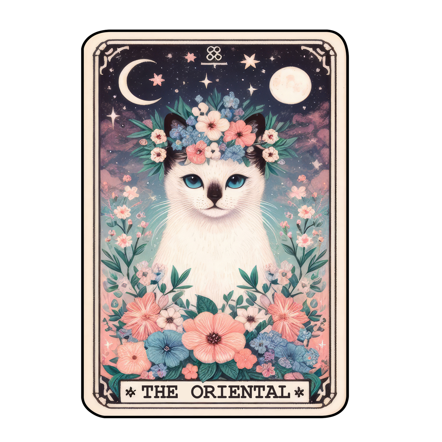 Kitty Tarot Glittered 2.5x3.5 Flat Fridge Magnet, Locker Magnet