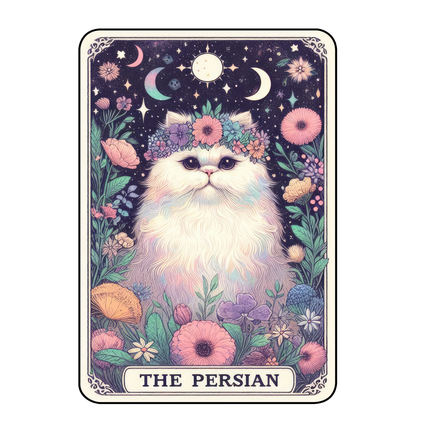Kitty Tarot Glittered 2.5x3.5 Flat Fridge Magnet, Locker Magnet