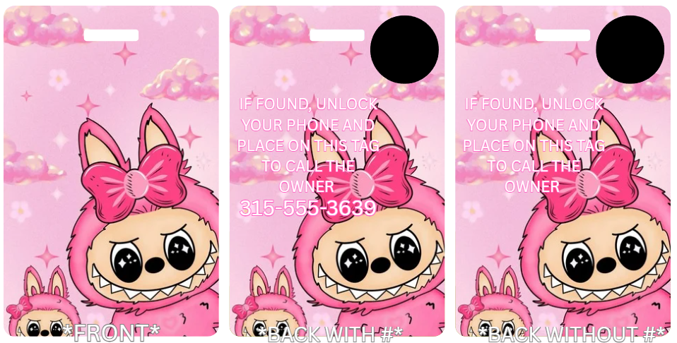 Pink Labubu Personalized Contact Tap Backpack Smart Tag