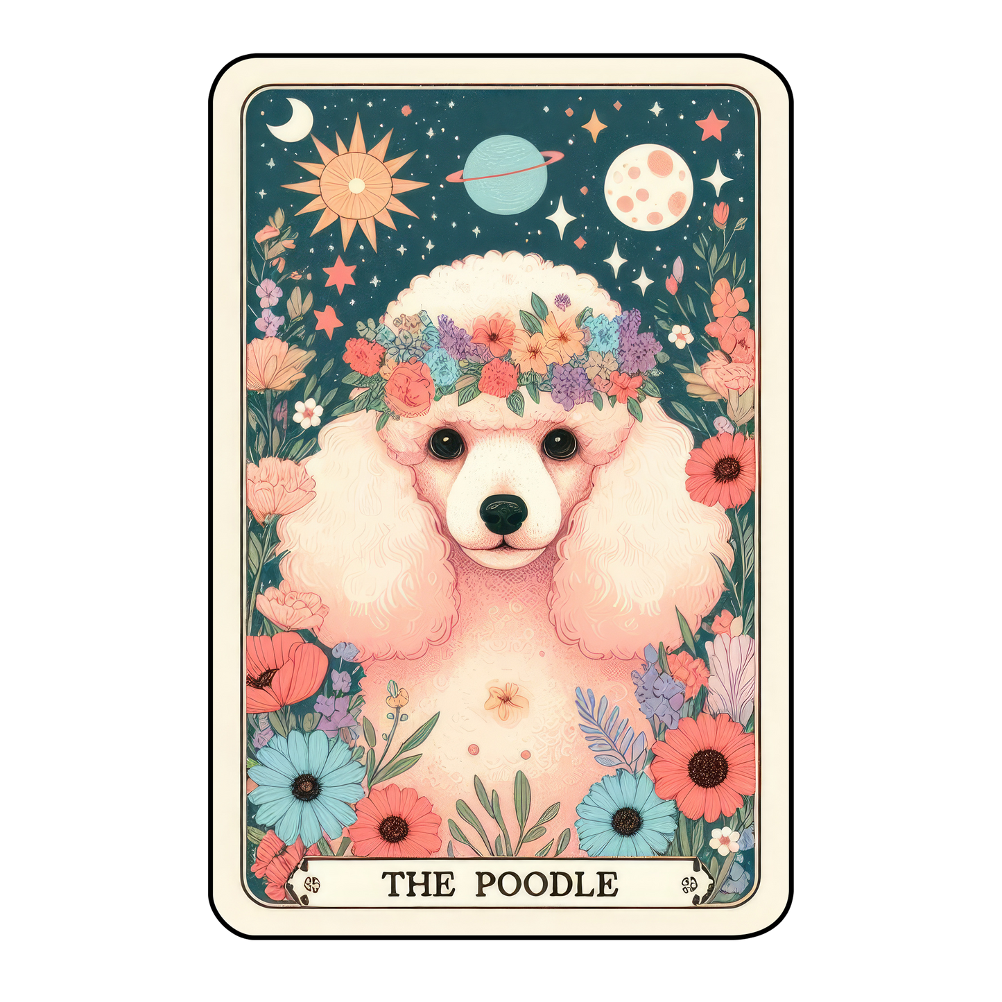 Pup Tarot Glittered 2.5x3.5 Flat Fridge Magnet, Locker Magnet