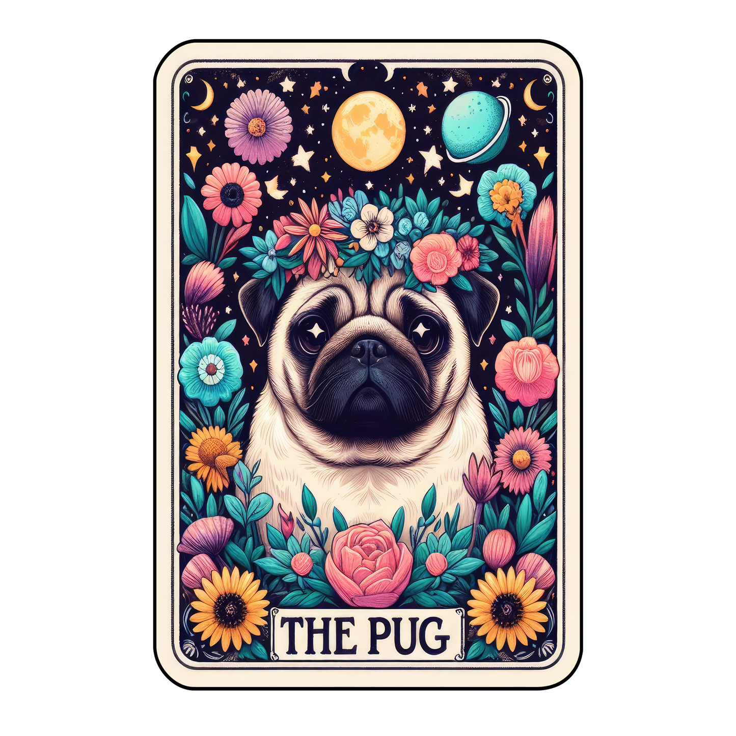 Pup Tarot Glittered 2.5x3.5 Flat Fridge Magnet, Locker Magnet