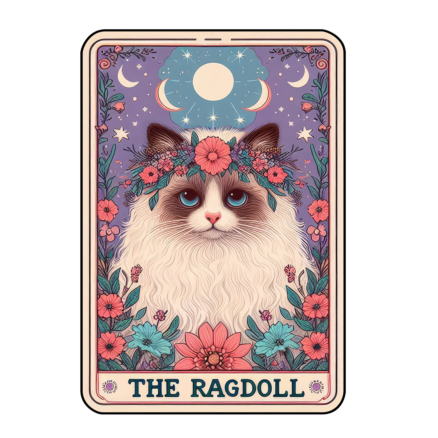 Kitty Tarot Glittered 2.5x3.5 Flat Fridge Magnet, Locker Magnet