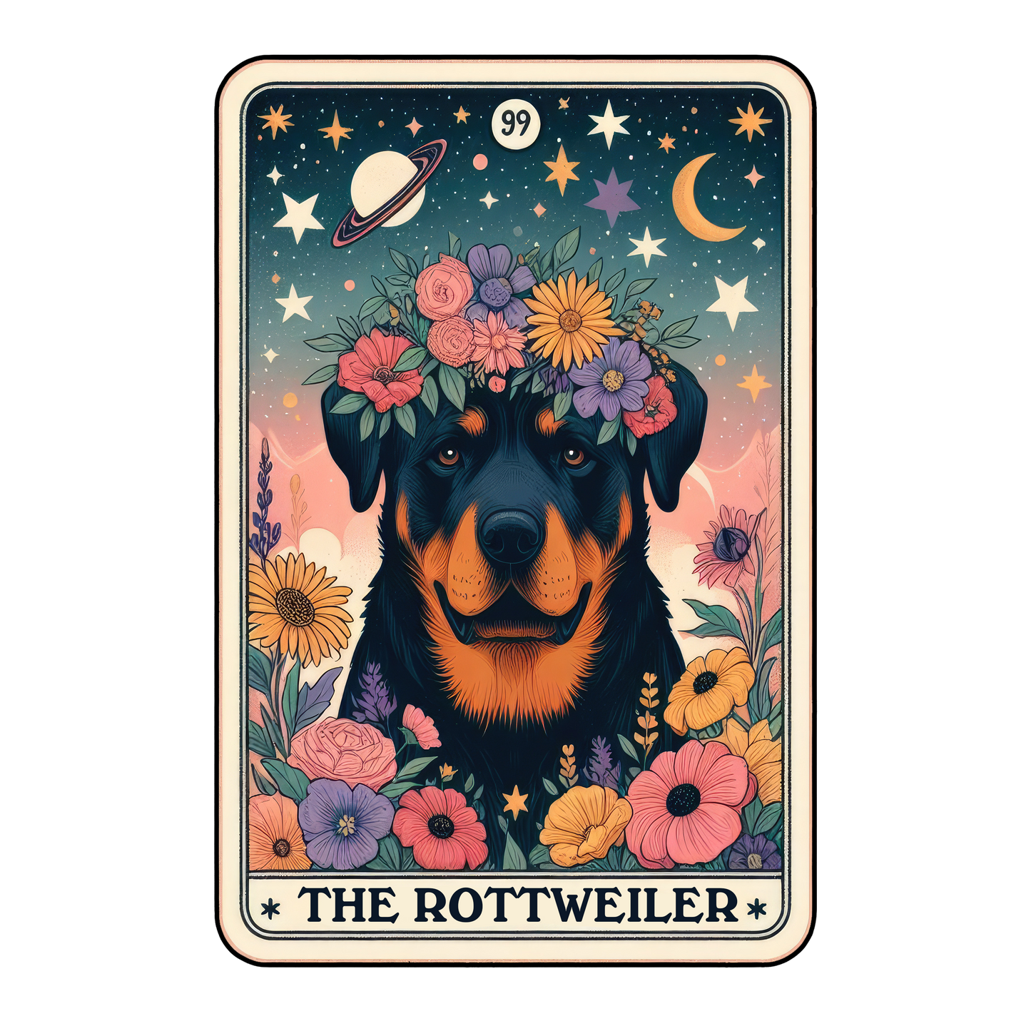 Pup Tarot Glittered 2.5x3.5 Flat Fridge Magnet, Locker Magnet