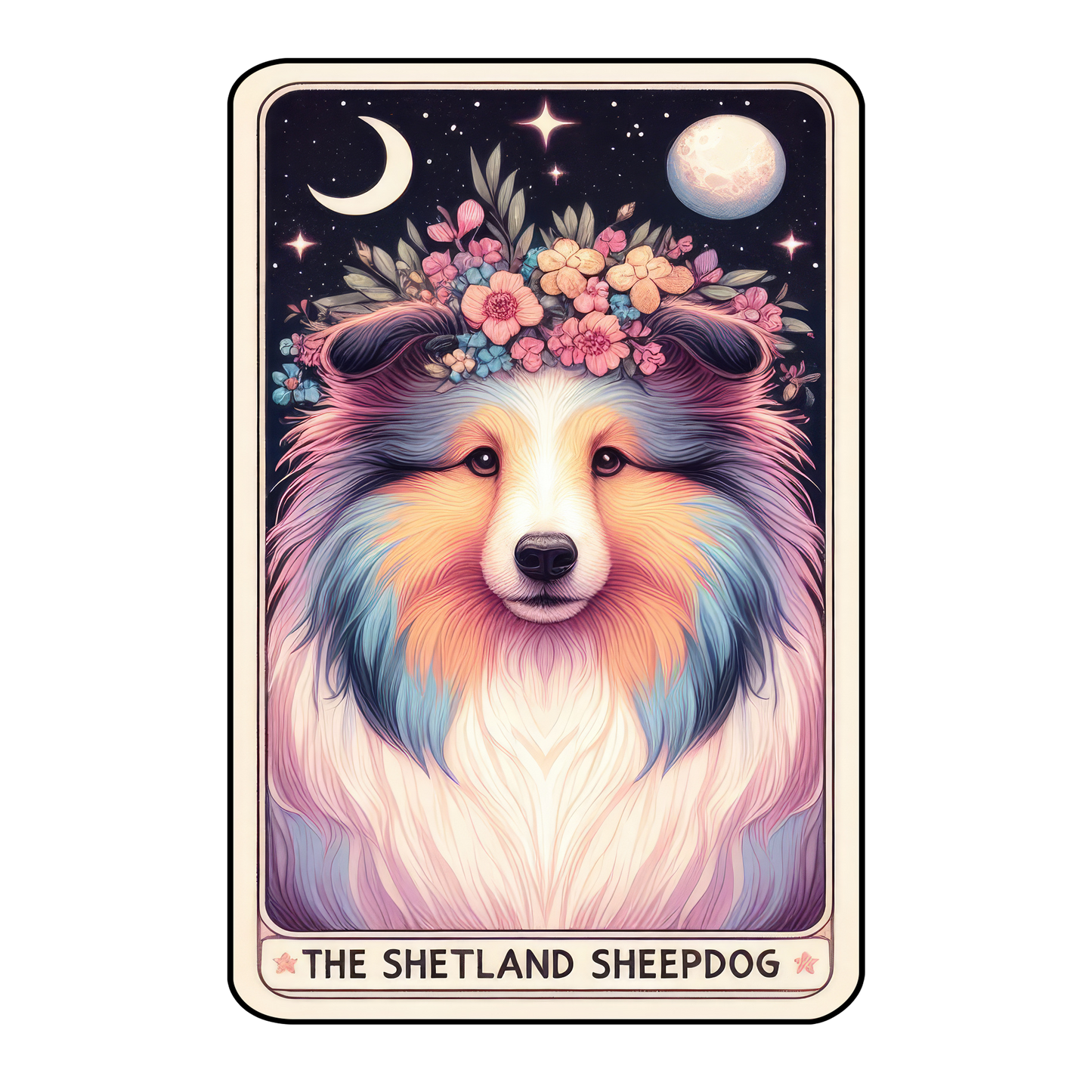 Pup Tarot Glittered 2.5x3.5 Flat Fridge Magnet, Locker Magnet