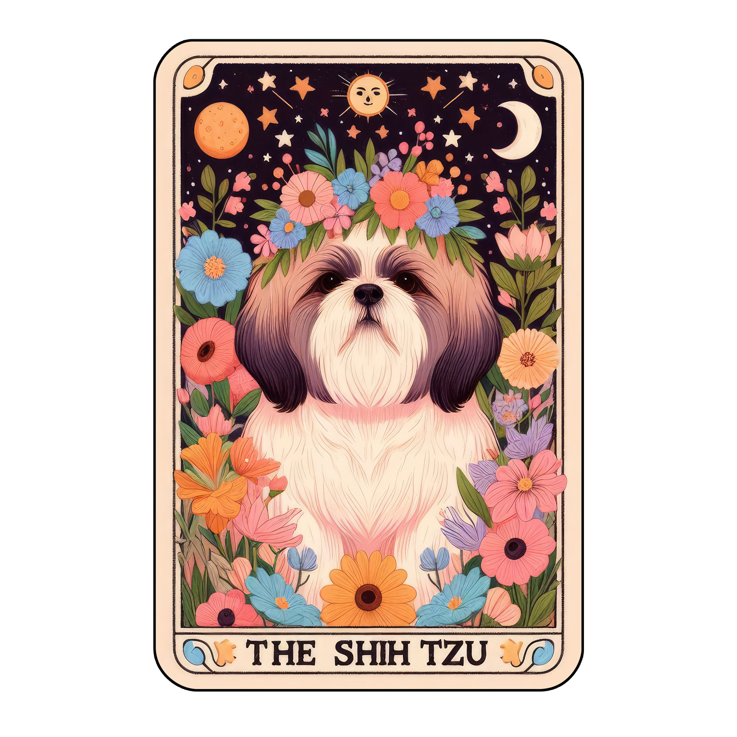 Pup Tarot Glittered 2.5x3.5 Flat Fridge Magnet, Locker Magnet