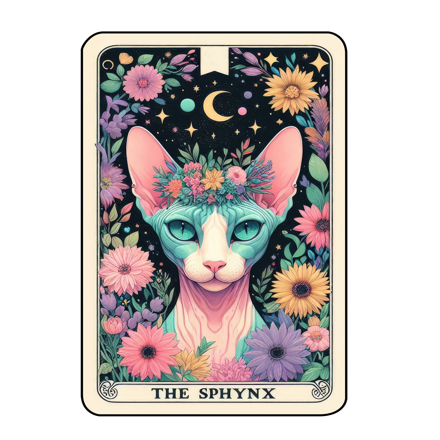 Kitty Tarot Glittered 2.5x3.5 Flat Fridge Magnet, Locker Magnet