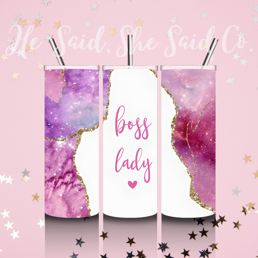 Boss Lady Purple Pink Watercolor Tumbler