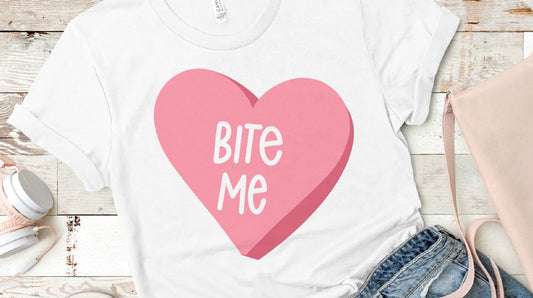 Kid’s Valentine Bite Me Candy Heart Tee