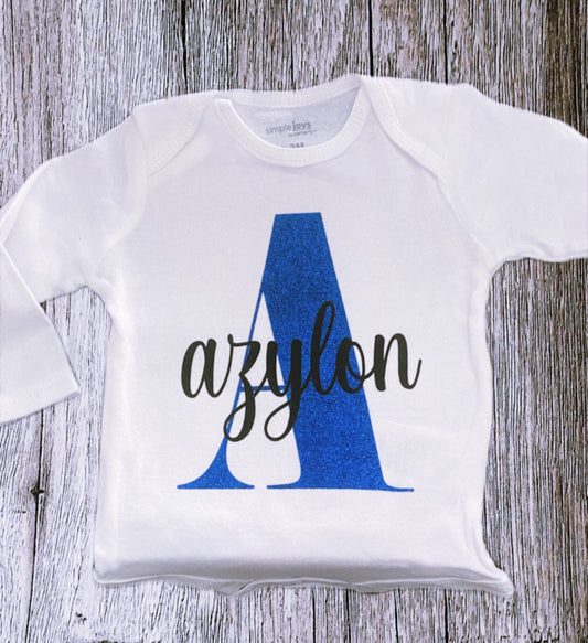 Baby Onesie Initial Name Personalized (Long Sleeved)