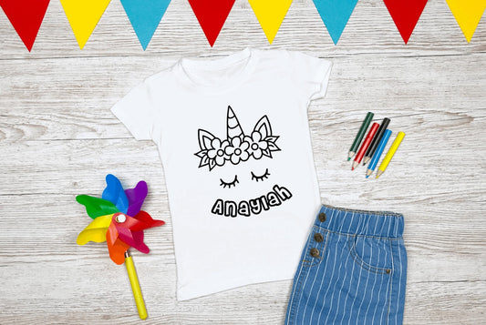 Coloring Tee Kids Personalized Unicorn2