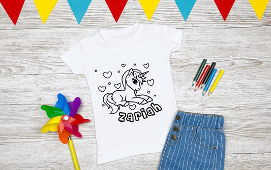 Coloring Tee Kids Personalized Unicorn